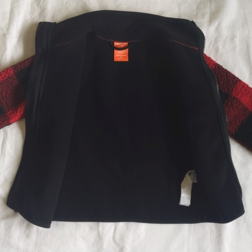 Joe Fresh Buffalo Plaid Sherpa Teddy Fleece Jacket 2T Unisex Red Lumberjack - Picture 6 of 7